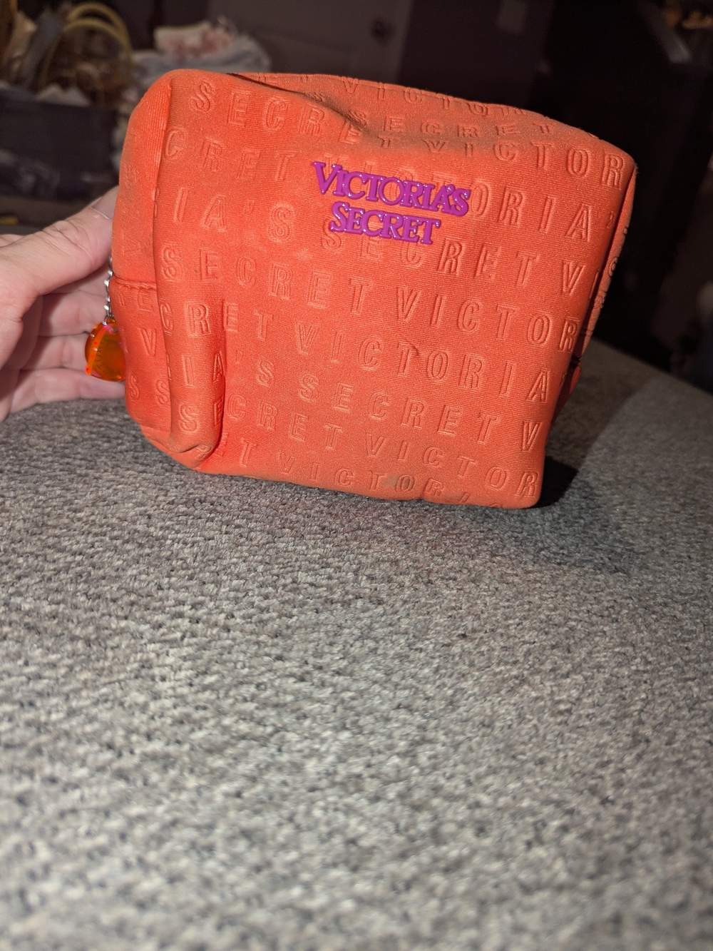 Victoria's Secret Orange Embossed Cosmetic Pouch